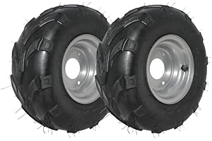 Rim and Tire Set – 145/70-6 ATV Wheel Assembly – Chrome Steel Rims with 145/70-6 Tires – Left & Right Side Pair – Fits 50cc t