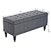 HOMCOM Storage Ottoman, Linen Fabric Button Tufted Storage Bench with Soft Close Lid for Living Room, Entryway or Bedroom, Dark Heather Grey