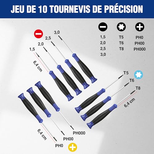 WORKPRO 10 Piece Precision Screwdriver Set Cr-V with Magnetic Tip and Storage Bag