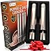 Electric Salt and Pepper Grinder Set with Stand | Premium Set of 2 Best Electronic Stainless Steel Spice Mills for Coarse Seasoning | Battery Powered One-Handed Pepper & Salt Grinders with Light
