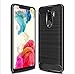 Xiaomi Pocophone F1 Case, Shockproof Brushed Rugged Anti-Drop Carbon Fiber Rubber Soft Silicone Full-Body Protective Cover for Xiaomi Pocophone F1 w/Tempered Glass Screen Protector. (Black)