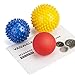 Spiky Massage Ball Roller and Lacrosse Balls - 3 Pack - Foot/ Back/Neck/Hand Tissue Massage and Yoga Back Rest to Improve Reflexology, Myofascial Release, Plantar Fasciitis Pain Relief