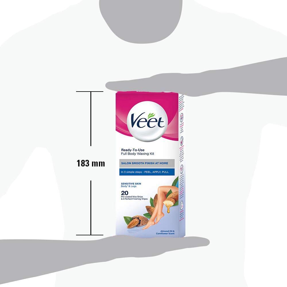 Veet Full Body Waxing Kit - Sensitive Skin (Pack of 20 Wax Strips)