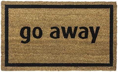 Entryways Non Slip Coir Doormat 17Inch By 28Inch Go Away Black