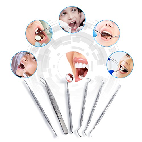 Eurobuy 6 PCS Dental Tools Kit,Dental Cleaning Tools Kit for Home Use to Remove Plaque,Tooth Pick, Dental Scaler, teeth Hygienist tool Stainless Steel Dental Pick Probe(FBA) - Thumbnail 7