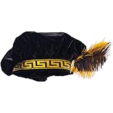 Willyacos Medieval Tudor Hat with Feather Velvet Renaissance Muffin Hat Tudor Flat Cap Minstrel Costume Elizabethan Hat Men