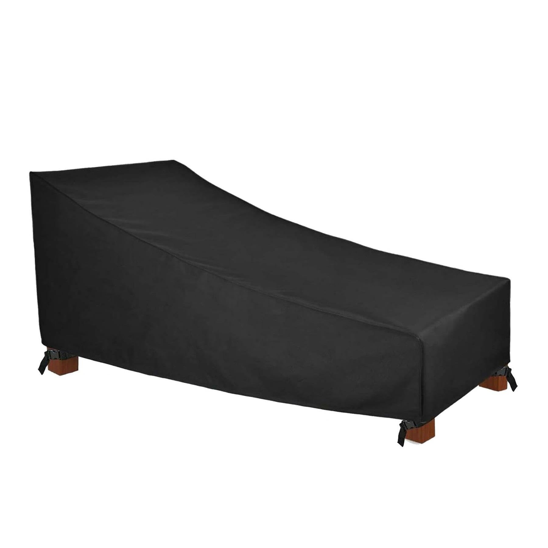 Dapetz ® Garden Sun Lounger Cover - Waterproof & Windproof Outdoor Chair Cover, Anti-UV 420D Polyester Patio Sun Lounger Cover (200L x 80W x 40H cm) - Black