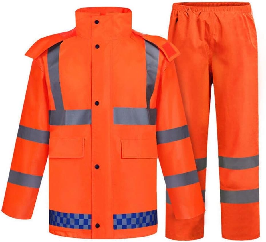 Upcs chang Fluorescent Orange Safety Reflective Split Raincoat Rain