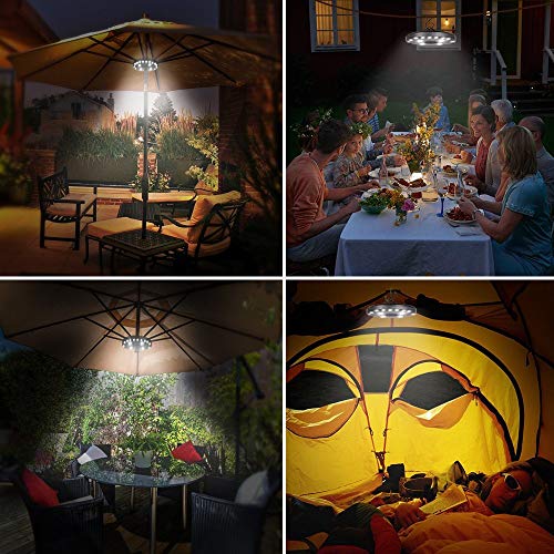 OYOCO Patio Umbrella Light 3 Brightness Modes Cordless 28 LED Lights 200 lumens- 4 x AA Battery Operated,Umbrella Pole Light for Patio Umbrellas,Camping Tents or Outdoor Use (2 pack-28LED Cool White)