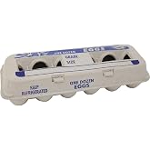 Egg Cartons &ndash; 250 Bulk Pack | Reclaimed Pulp Fiber, Secure Locking Lid, Blue Printed Top with Easy Write-On Label, Reusable, for Large Chicken &amp; Quail Eggs