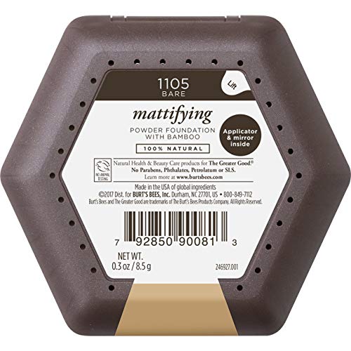 BURT’S BEES 100% NATURAL MATTIFYING POWDER FOUNDATION, BARE – 0.3 OUNCE