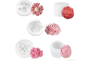 5-piece flower silicone soap mold -3D blooming circular concave mold, suitable for cold processing, melt injection, candles, 
