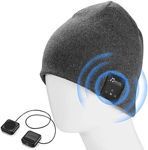 LNKK Bluetooth Beanie Hat, Superior Wireless Music Beanie Hat Washable Knit Cap with Headphone Headset Earphone Audio HandFree Calling for Running Exercise Gym Sports Fitness,Gray