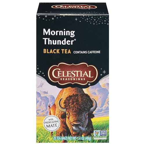 Celestial Seasonings Black Tea, Morning Thunder, 20 Count (Pack of 6) (Packaging May Vary)