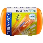 Curaprox Ortho Travel Set, Orange, Set with CS 5460 Ortho, Toothpaste, IDB | Curaprox 5460 Ortho Ultra-Soft Toothbrush, Interdental Brushes, BeYou Toothpaste, 9.5 x 6cm (3.7 x 2.3 inch), Swiss Oral Care