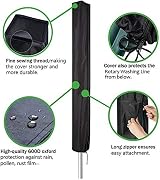 PATIO PLUS Rotary Washing Line Cover 16x16x165cm 600D Oxford PVC Black view 2