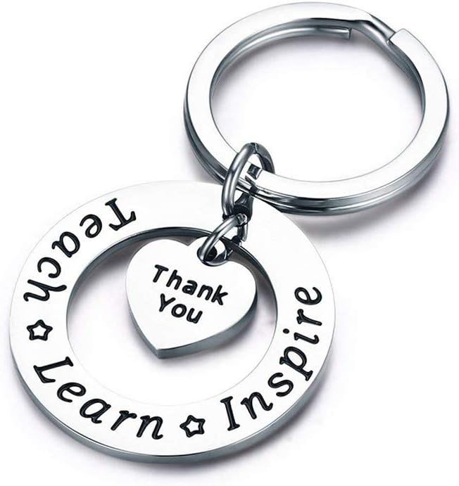 Hengxingwf Heart Shaped Keychains Letter Thank You Hanging Ornament Keyring Purse Pendant Key Chain for Teacher Thanksgiving Gifts