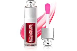 GECOMO Hydrating Lip Glow Oil, Lip Oil Gloss Transparent Toot Tinted Nourishing Long Lasting Repairing Lightening Lip Lines (CHERRY) 0.2 OZ