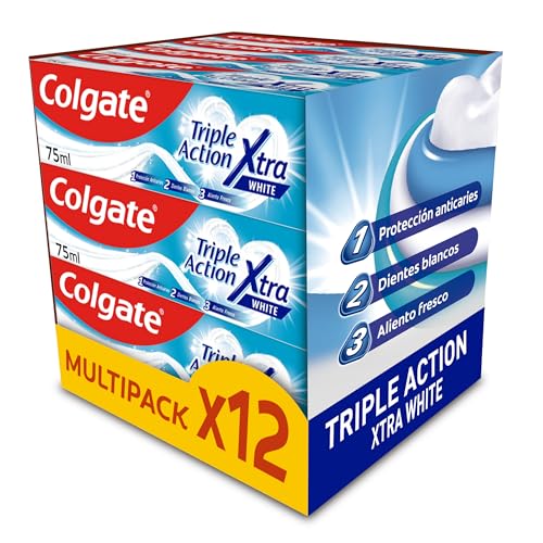 Triple Action Extra White anticaries y dientes blancos Pack 12 x 75ml Pasta de dientes
