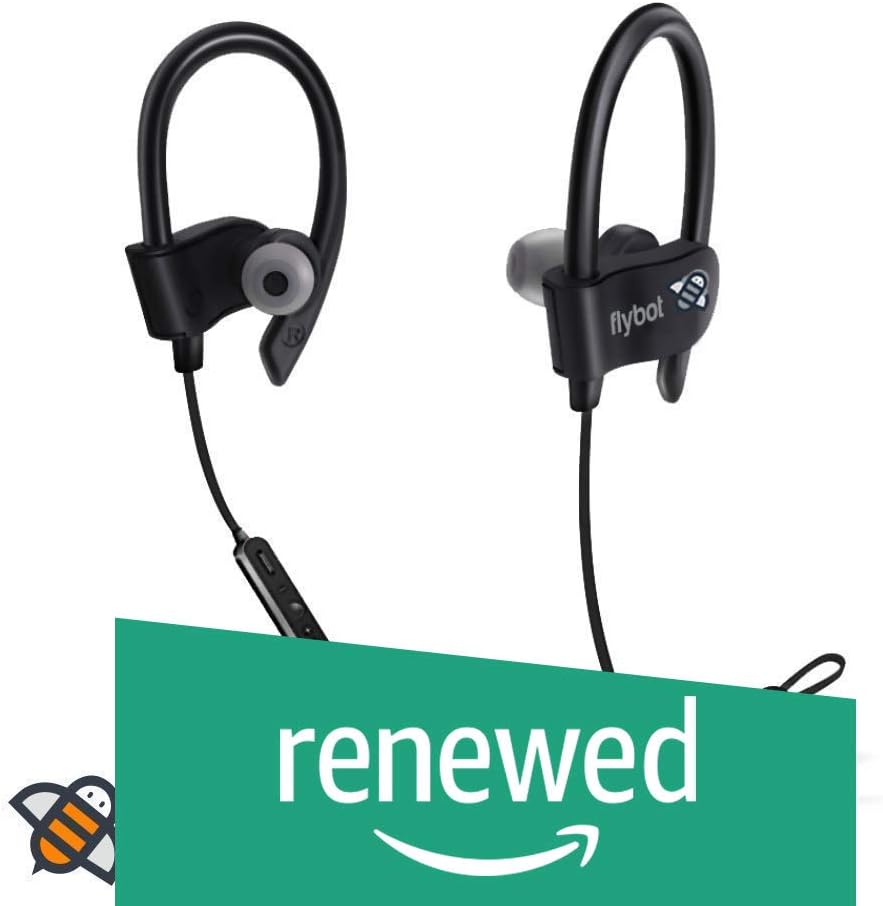 (Renewed) Flybot Wave in-Ear Sport Wireless Bluetooth Earphone with Mic and IPX4 Sweatproof - (Black)