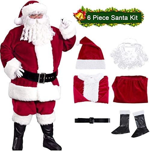 Santa Claus Costume Christmas Santa Suit Velvet Deluxe Santa Suits for Adults Santa Costume for Men