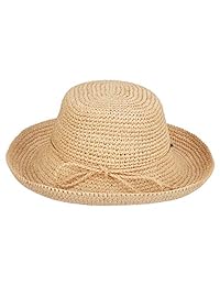 Sombrero de rafia empacable de ganchillo Scala para mujer