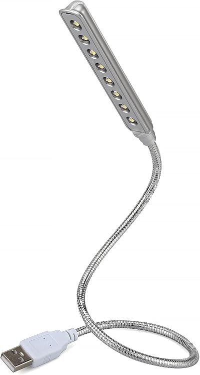 Daffodil USB Keyboard Light ULT05S - Flexible Gooseneck LED Lamp Silver