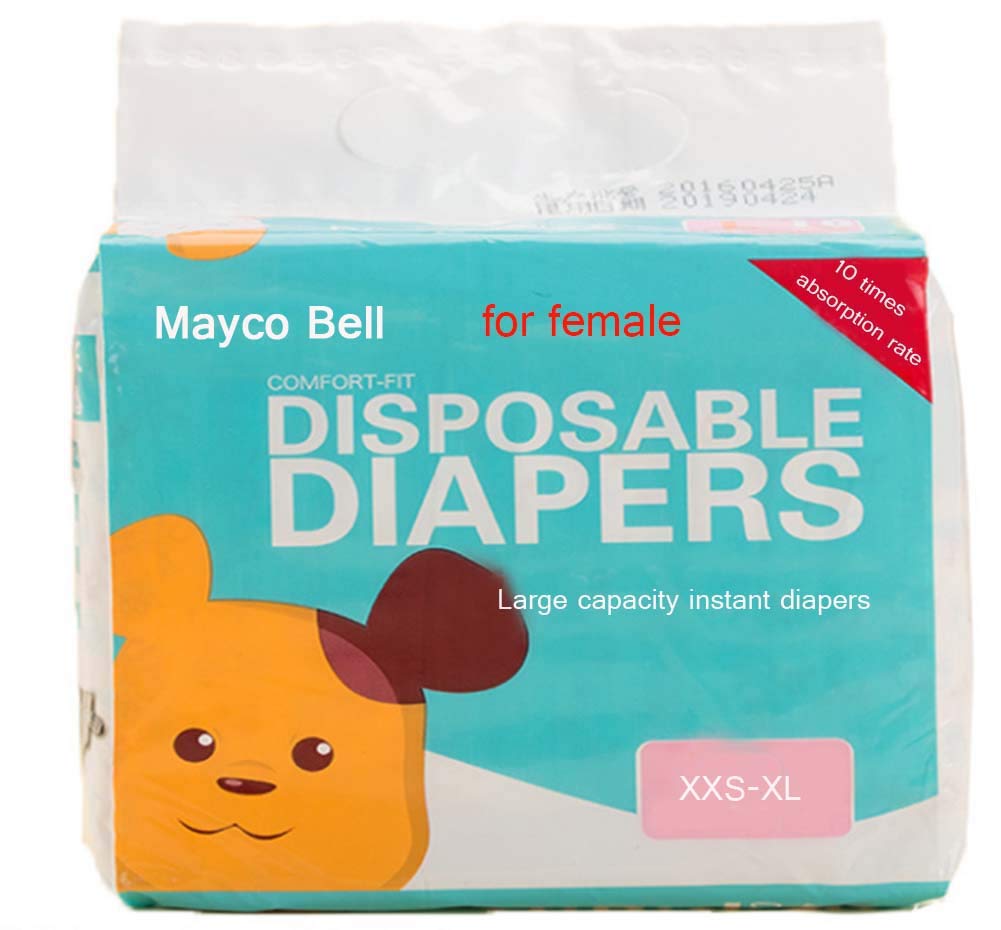 Mayco Bell 10 Pcs Pet Dog Menstrual Diaper Disposable Female Wraps Menstruation Pads Paper Diapers Puppy Shorts Underwear Panty XL(waist 13.7-20.6 inches,weight 25.2-40 lb)