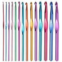 Vidillo Crochet Hooks Set,14 Sizes Aluminum Ergonomic Knitting Needles Kit Weave Yarn Craft Set, 2mm -10mm, for Women