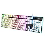AUKEY Gaming Keyboard, 104-Key Mechanical-Look, Aluminum Plated Keyboard with LED Backlit for Mac and PC (Black)