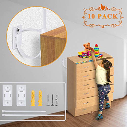 Furniture Anchors for Baby Proofing(10 Pack) Furniture Straps Kit Anti-Tip - Thumbnail 7