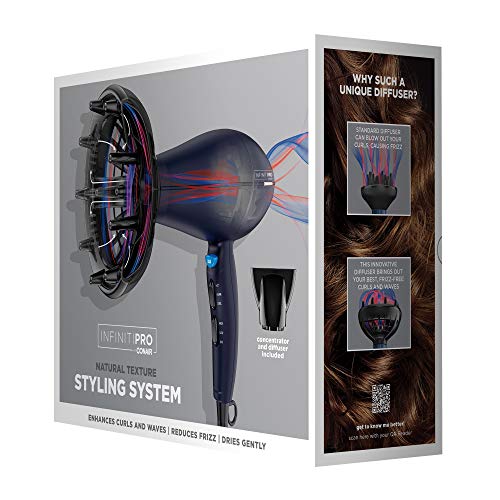 INFINITIPRO BY CONAIR Hair Dryer with Innovative Diffuser, 1875W Hair Dryer, Innovative Diffuser