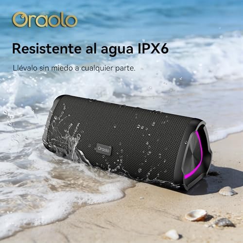 Altavoz Bluetooth Potente 20W, Bluetooth Speaker RGB Luces, Altavoz Bluetooth Portatil 6.0, 30H Reproducción, IPX6 Impermeable, Soporte AUX/TF Card, Adecuado para Exteriores/Fiestas