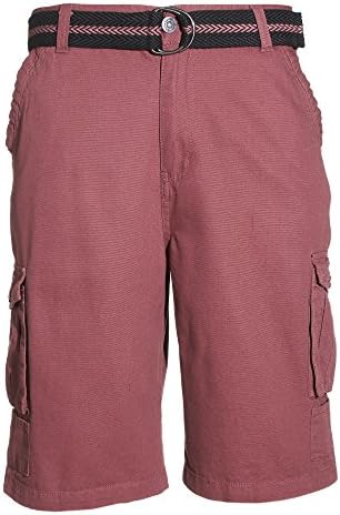VINTAGE GENES Mens 100% Cotton Canvas Cargo Shorts With Multiple Pockets, Brownstone Pink, Size 36