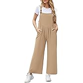 NILOUFO Overalls for Women Bib Wide Leg Jumpsuits Summer Sleeveless Adjustable Strap Rompers Loose Bib Pants with Pockets