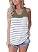 FARYSAYS Women's Summer Sleeveless Color Block Striped Racerback Casual Tank Tops Green
