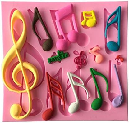 FLYKA Musical Notes Shaped Fondant Mold Silicone Soft Pink 4.5"x4.25"
