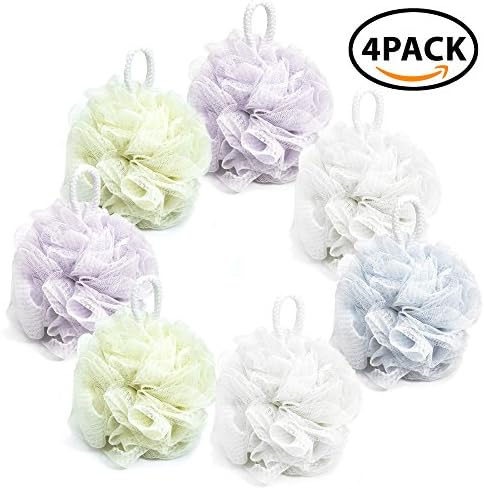 Bath Shower Sponge Loofahs (60g/pcs4) Mesh Pouf Shower Ball, Mesh Bath and Shower Sponge Pack