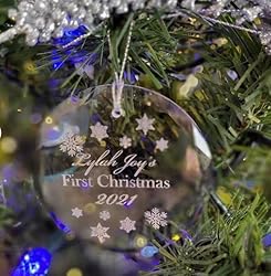 Personalized Crystal First Christmas Ornament with