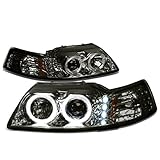 Ford Mustang SN-95 Dual Halo Projector+LED Headlight (Smoke Lens Amber Reflector)