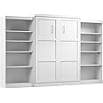 Bestar Pur Queen Murphy Bed with 2 Shelving Units, 136-inch Space-Saving Sleeping Arrangement with Storage