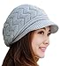 Cuca Dunna Winter Cap Women Knitted Hats Girl Fashion Slouchy Wool Beanie Ski Berets Hat with visor Snapback Caps, Grey