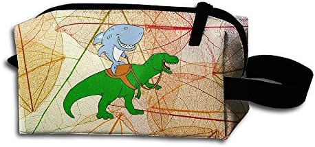 Latest Drawstring Bags Great White Shark Riding A T Rex Makeup Bag/Travel Cosmetic Bags/Sewing Bag/Medicine Bags Multi-function Personalized Design Zipper Packet