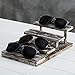 MyGift 4-Tier Rustic Torched Wood Sunglasses Display Stand
