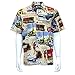 David Carey Chevy Route 66 Camp Shirt - Retro Inspired - Button Up Collared Short Sleeve Tan Club Shirt, XL