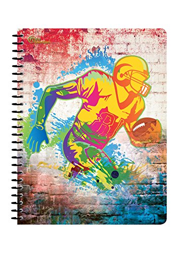 New Generation - Sport Graffiti - 1 Subject 70 Sheets 8" x 10.5" wirebound Spiral Notebook , 6 PACK ,WIDE Ruled , Interactive 3D Animation - SEE THE MAGIC (6 PACK SPIRAL NOTEBOOK WIDE RULED)