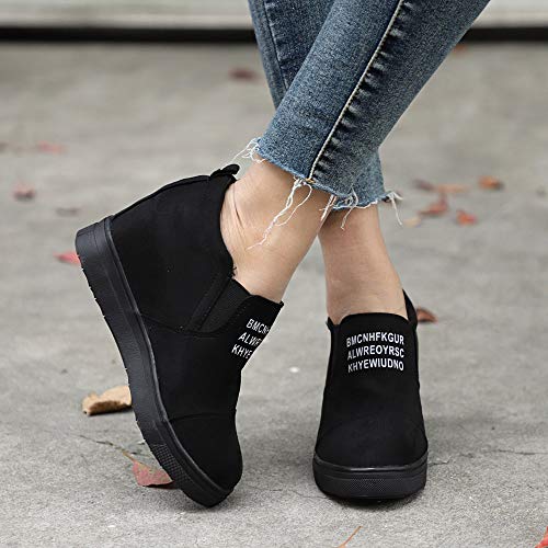 Teresamoon Women's Ladies Fashion Ankle Letter Increasing Wedges Shoes Short Boots