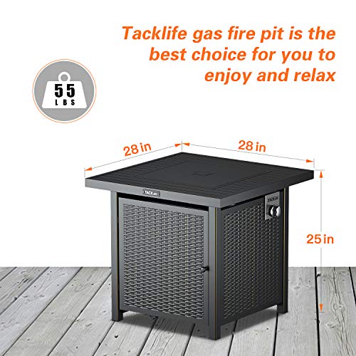 TACKLIFE Propane Fire Pit Table, 28 Inch 50,000 BTU, Outdoor Companion