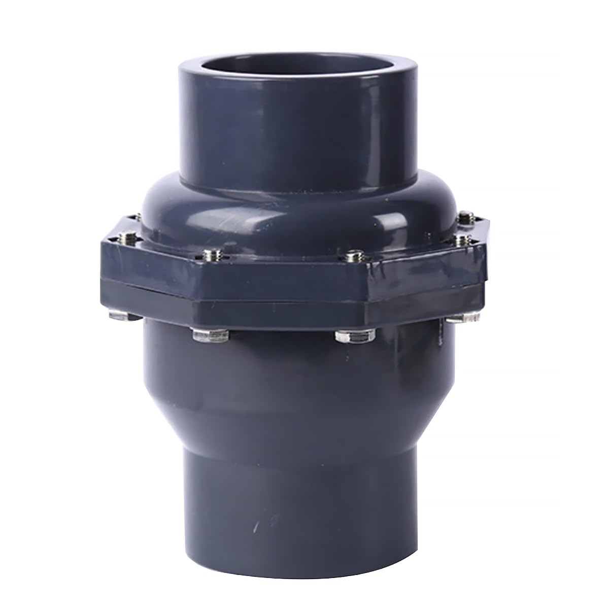 Swing Check Valve Non-Return Check Valve PVC Double Union Solvent Weld Pipe Fittings for Metric Pressure Pipe (DN50 Φ63mm)
