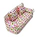 Alpertie Lovely Miniature Furniture Flower Print Sofa Couch With 2 Cushions For Barbie Flower, 8.50cm
